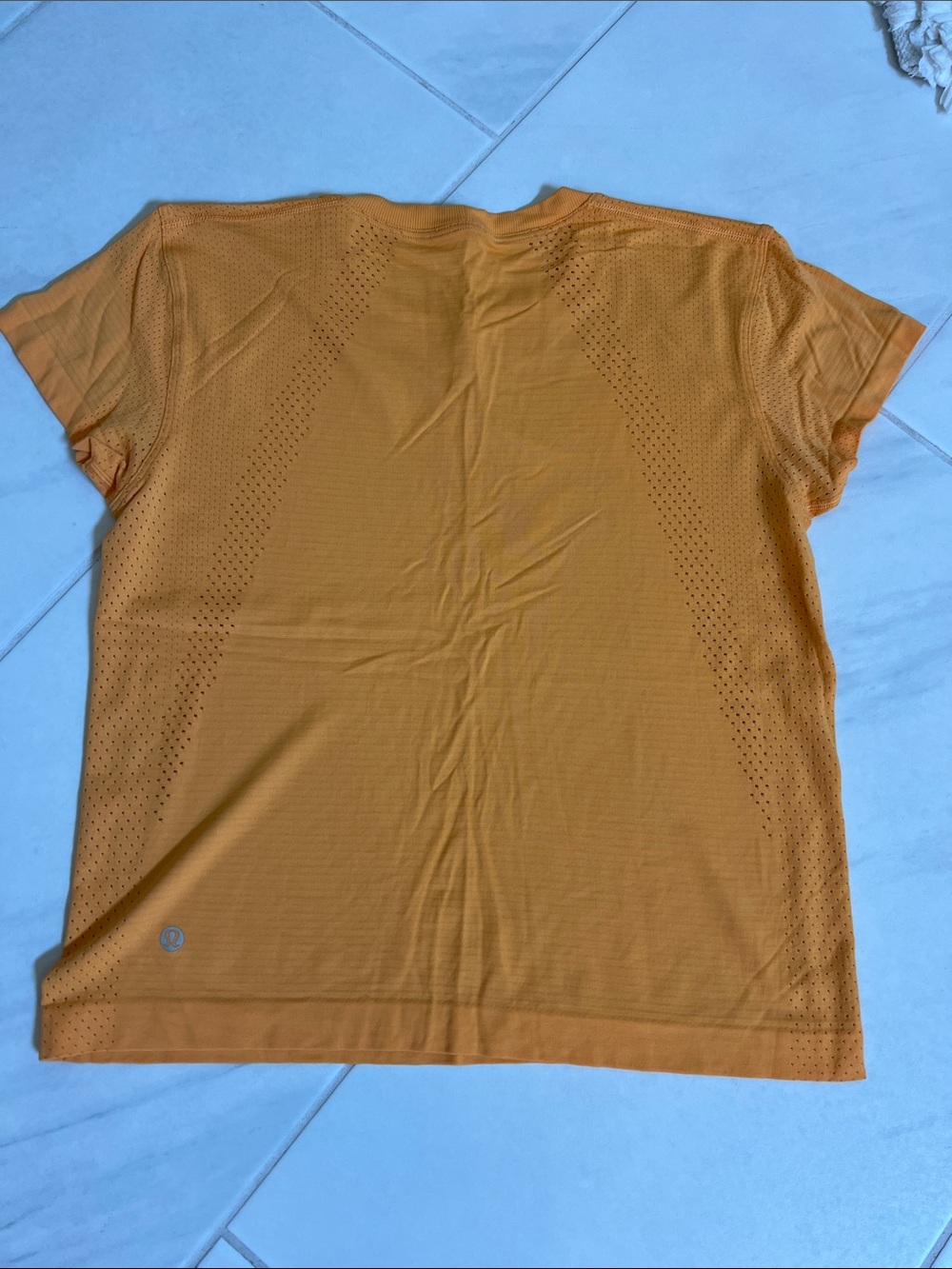 lululemon athletica Orange Short-Sleeve Perforated Workout Tee